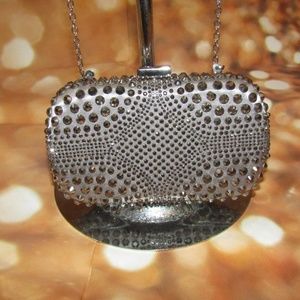 JNB Silver Crystal Chain Strap Evening Bag